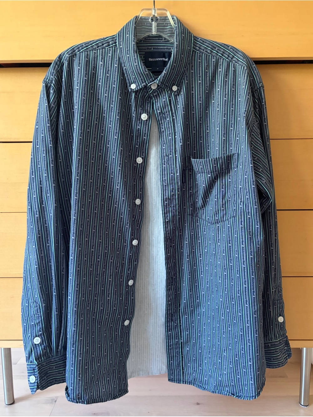 Thisisneverthat Navy Striped Button-Down Shirt